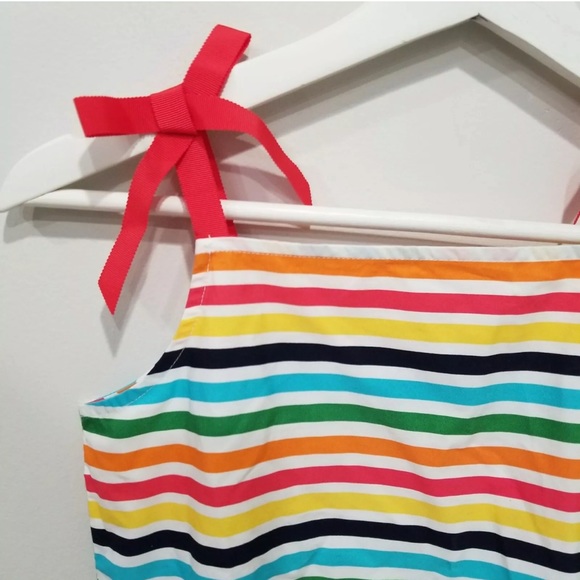 Hanna Andersson Ribbon Sundress Rainbow Striped 12 - Picture 4 of 7
